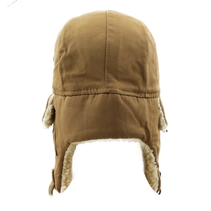 Chapeau de trappeur d'hiver avec cache-oreilles, doublure thermique épaisse et toile kaki