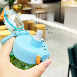 Dual-purpose lid detail featuring both straw and direct drinking ports on Tritan water bottle