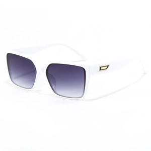 Modern square flat-top sunglasses with white frames and purple gradient lenses