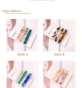 Macro detail of acetate hair clips in marble patterns showing texture and diverse colors