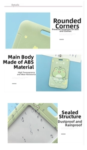 Detalle del portatarjetas de rana en ABS impermeable con esquinas redondeadas y liso