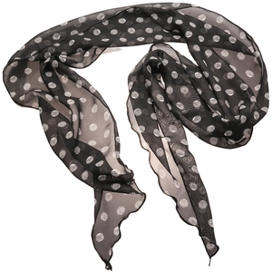 Elegant polka dot chiffon scarf necklace for women with classic black and white design