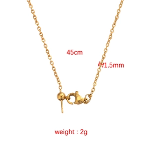 Minimalist gold stainless steel beaded chain necklace 45cm length and 1.5mm thickness