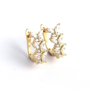 Luxurious S925 silver butterfly earrings with sparkling cubic zirconia on white background