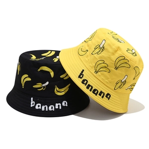 Chapeau Bob Enfant Réversible Imprimé Banane Protection Solaire Chapeau De Plage Garçons Filles