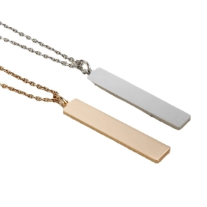 Minimalist rectangular pendant necklace in gold and silver finish on a classic chain