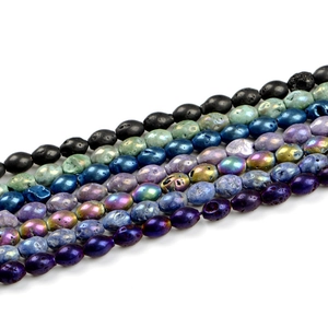 Natural Geode Agate Beads Electroplated Rice Drum Shape For DIY Jewelry Making Baroque Style Handicraft Accessory