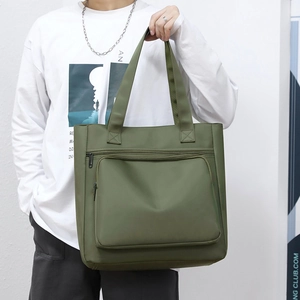 Waterproof large capacity army green nylon tote bag for men daily business travel