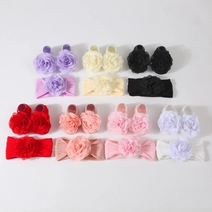 Ensemble bandeau bébé et chaussettes à fleurs en sept couleurs pour nouveau-nés