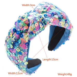Serre-tête en tissu noué avec paillettes colorées pour femme, accessoire de cheveux festif