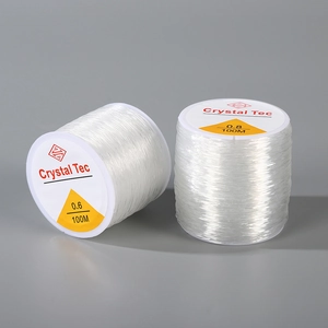 Transparent crystal elastic cord for DIY bracelets, 100M rolls in 0.6mm and 0.8mm sizes