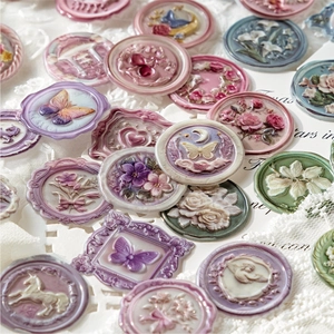 3D Embossed Wax Seal Stickers Retro Vintage Resin DIY Scrapbooking Journaling Decoration Labels