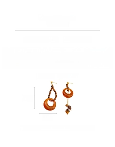 Detail showing weight 7.9g and size 7.5cm for resin tiger eye stone earrings