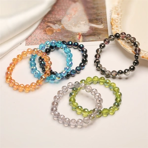 Faceted Natural Stone Beaded Bracelet Elastic Stretching Sparkling Crystal Style Wristband For Women Men Fashion Jewelry