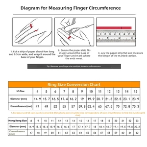 Size guide for rotatable ring with US and HK conversion chart and measurement steps