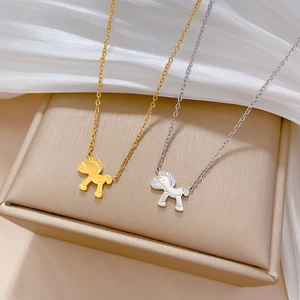 Pony Horse Pendant Necklace Titanium Steel Gold Plated Minimalist Fashion Ins Style Clavicle Chain For Women Men Jewelry