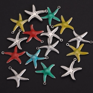 Colorful starfish pendants made of stainless steel with vibrant enamel finish for DIY jewelry
