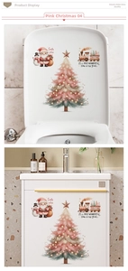 Stickers de Noël roses avec sapin et Père Noël décorant les meubles de salle de bain