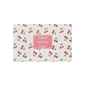 Pink jewelry polishing cloth with cherry pattern for cleaning and shining silver jewelry