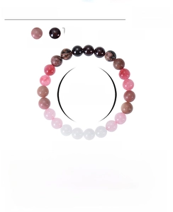 Détail des perles en cristal naturel rose de 8 mm avec un cordon élastique durable