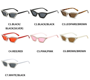Detailed comparison of cat eye sunglasses with rhinestones in seven color variations