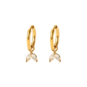 Boucles d'oreilles vintage en or 18K avec zircons marquise et design français