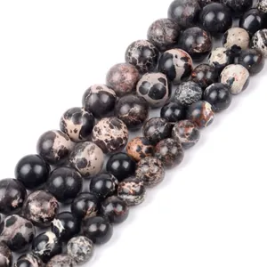 Polished natural emperor stone loose beads with black and white marble texture for DIY