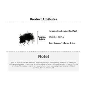 Detailed size specifications for the black feather mesh rabbit ear hair claw clip