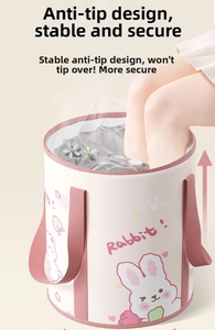 Macro detail of foldable pink foot bath bucket showing stable anti-tilt structure design