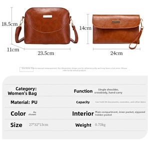 Grande borsa a tracolla in pelle PU da donna elegante borsa a mano capiente con tasche multiple.