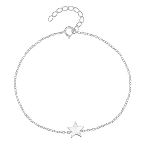 Minimalist S925 sterling silver star bracelet with adjustable chain on white background