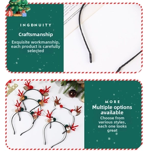 Détails de divers serre-têtes de Noël avec bois de renne et motifs festifs en velours