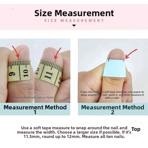 Size measurement guide for handmade press-on nails using soft tape and ruler method