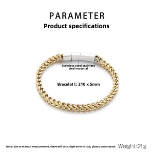 Detail of 5mm two-tone stainless steel braided chain with 210mm length measurements