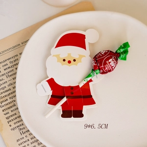 Detail of 9x6.5cm Santa Claus cartoon lollipop paper card for Christmas DIY decorations