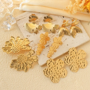 Stainless Steel Ginkgo Leaf Flower Earrings For Women Gold Plated Botanical Petal Statement Earrings Fashion Jewelry Gift