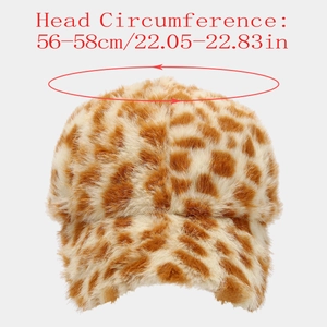 Casquette de baseball en peluche léopard avec tour de tête de 56-58cm ajustable