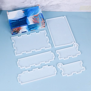 DIY silicone mold set for 6-piece resin storage box featuring semi-transparent tools