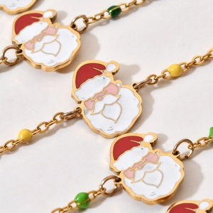 Christmas Santa Claus bracelet with colorful beads and enamel charms in stainless steel