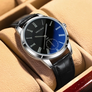 Business Quartz Watch For Men With Alloy Case And Faux Leather Strap Roman Numerals Gradient Dial Stylish Wristwatch