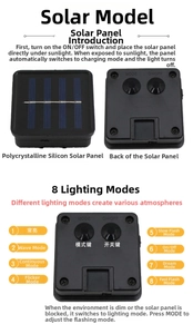 Solar panel controller for outdoor Christmas lights with 8 modes and power switches
