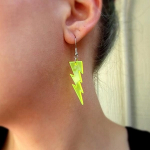 Lightning Bolt Dangle Earrings Transparent Glitter Acrylic Oversized Statement Drop Jewelry For Women Girls