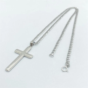 Minimalist 925 sterling silver cross pendant necklace with a classic metal link chain