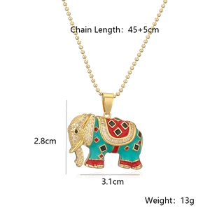 Detail specifications of elephant pendant necklace with dimensions and weight info