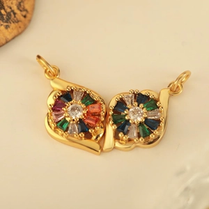 18K gold plated flower pendant necklace featuring vibrant multi-color zircon stones