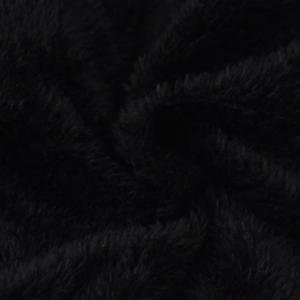 Detailed macro view of soft black faux fur lining for thermal winter hat insulation