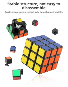 Detail view of the internal cross-axis structure and stability of the 3x3 speed cube