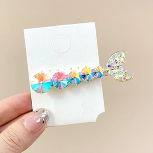 Sparkling mermaid tail hair clip with K9 gradient crystals and rhinestones on gold base