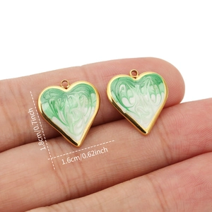 Heart Pendant Necklace Stainless Steel Enamel Marble Texture Gold Plated Fashion Jewelry For Women