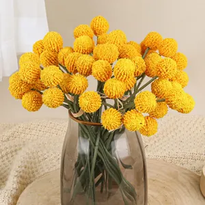 Artificial Craspedia Billy Buttons Flowers Bouquet Plastic Nordic Home Wedding Table Office Decoration Minimalist